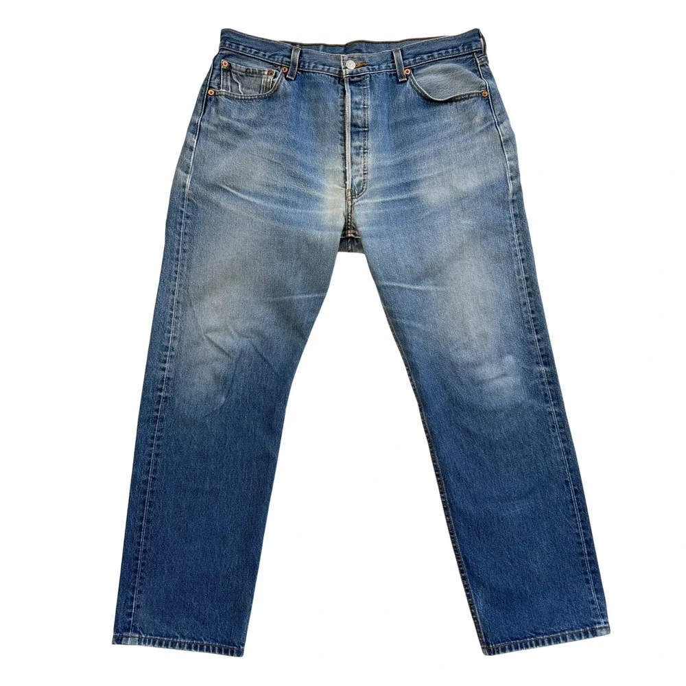 Levi's 501 Original Straight Leg Jeans Men 38x34 Medium Wash Blue Button Fly